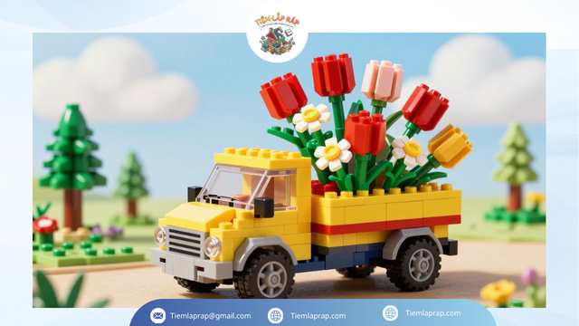 Lego xe tải chở hoa - Đồ chơi xếp hình