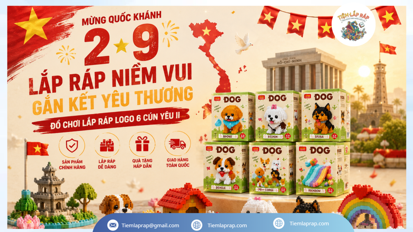 Hình nền quốc khánh mùng 2 tháng 9 với đồ chơi lắp ráp