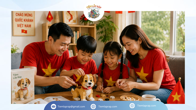 Lắp lego cún và hát mừng Quốc Khánh mùng 2 tháng 9 