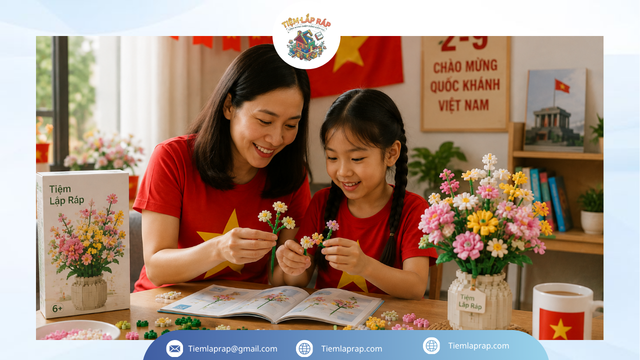 Lắp lego hoa và hát mừng Quốc Khánh mùng 2 tháng 9 